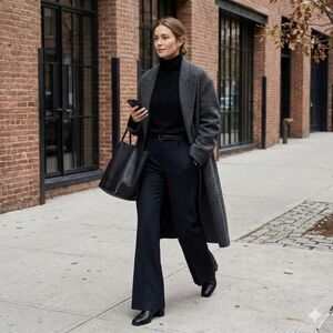 NILI LOTAN Black Virgin Wool Wide Leg Flare Pants Trousers   Women's Size 26